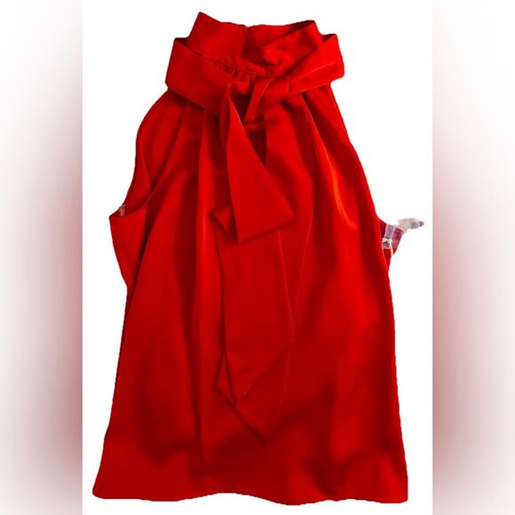 Worthington Women’s Hot Cayenne Red Halter Neck Sleeveless Blouse Sz Large NWT - Picture 1 of 6